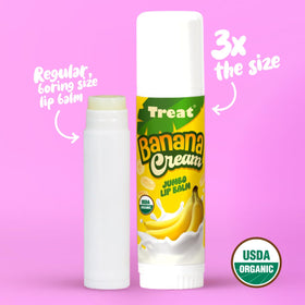 TREAT banana cream open stick top view highlighting smooth application