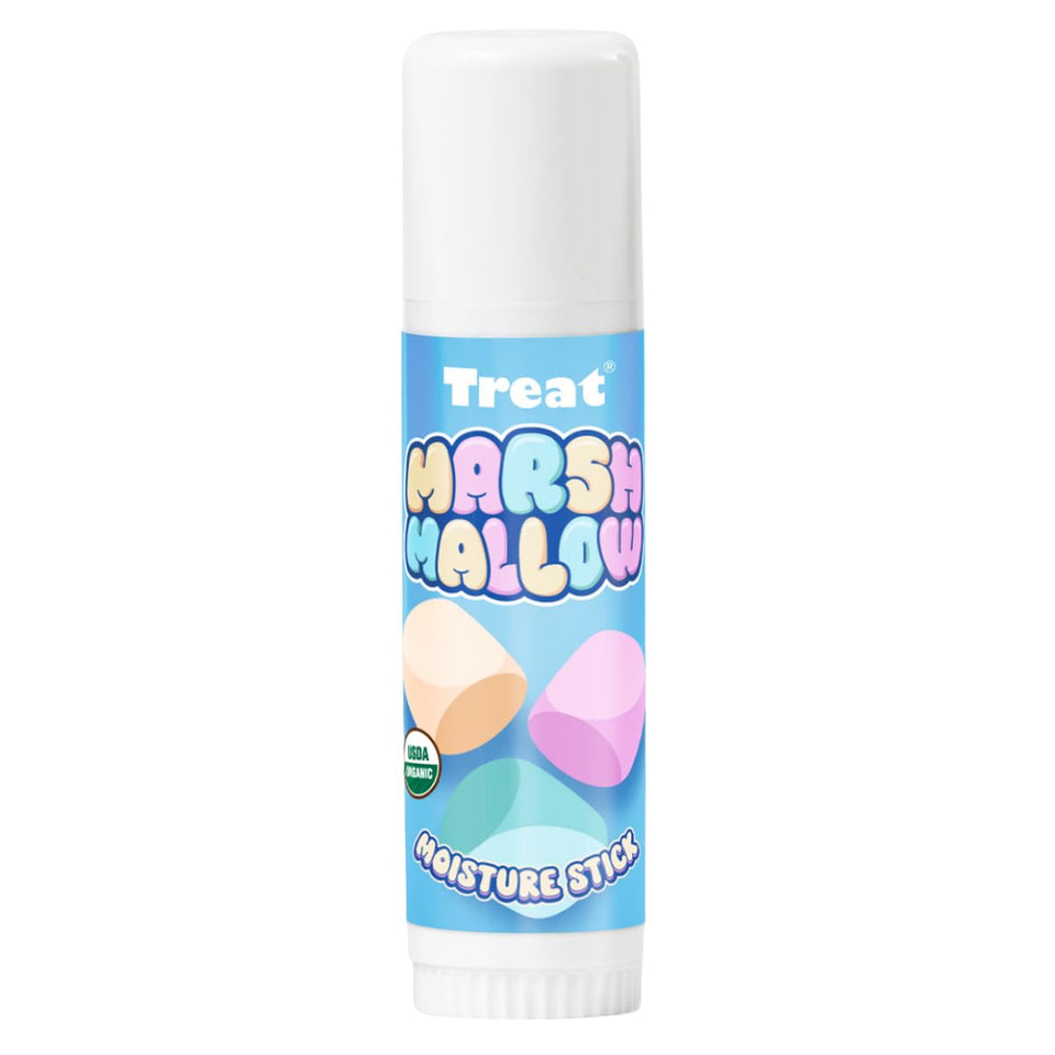 TREAT marshmallow stick front packaging showing organic jumbo balm