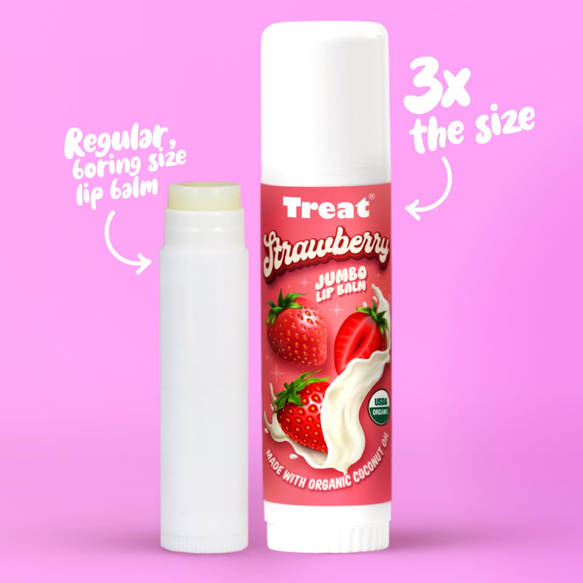 TREAT BEAUTY open stick top view showing smooth balm for easy application