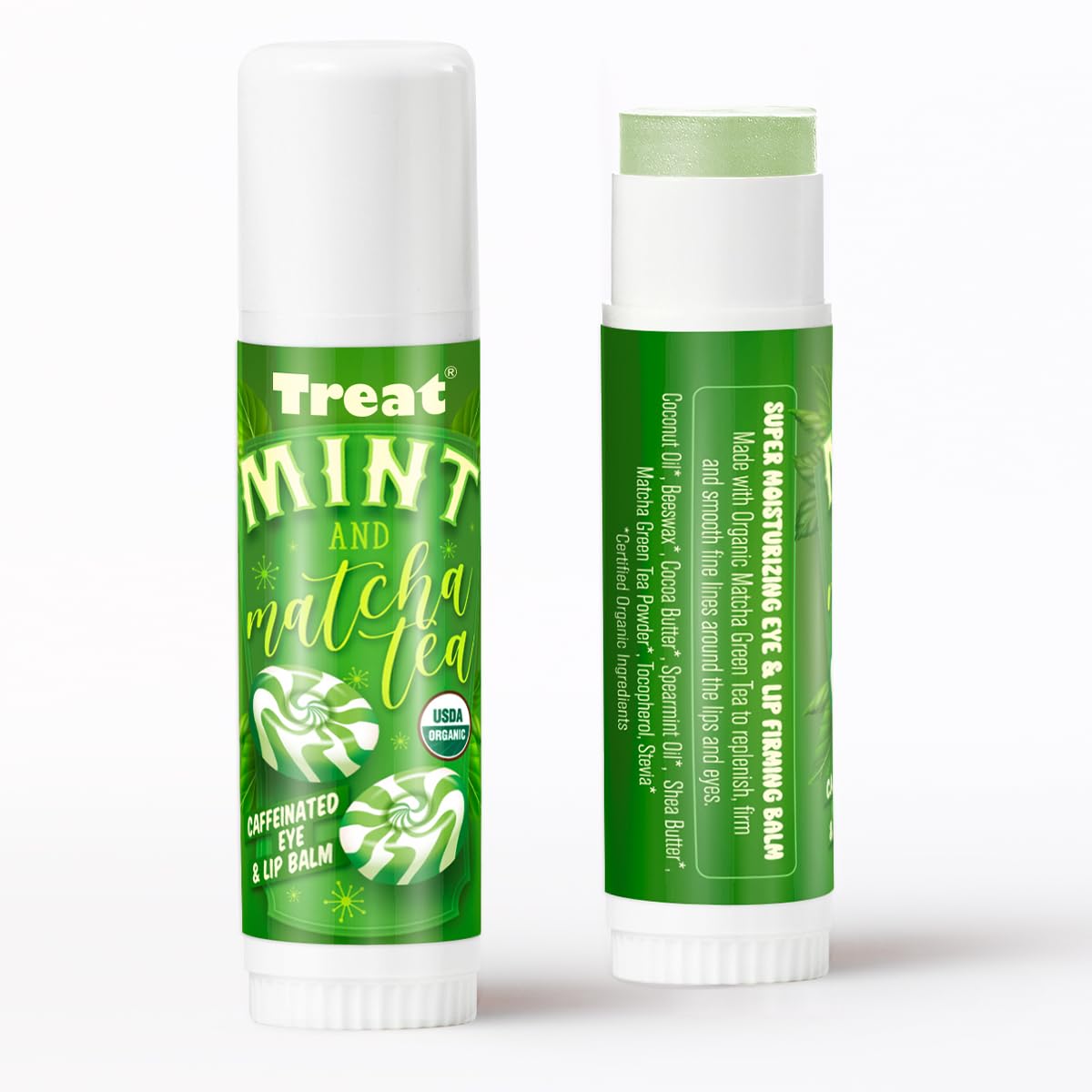 TREAT closeup label listing organic ingredients and benefit of clean formulation