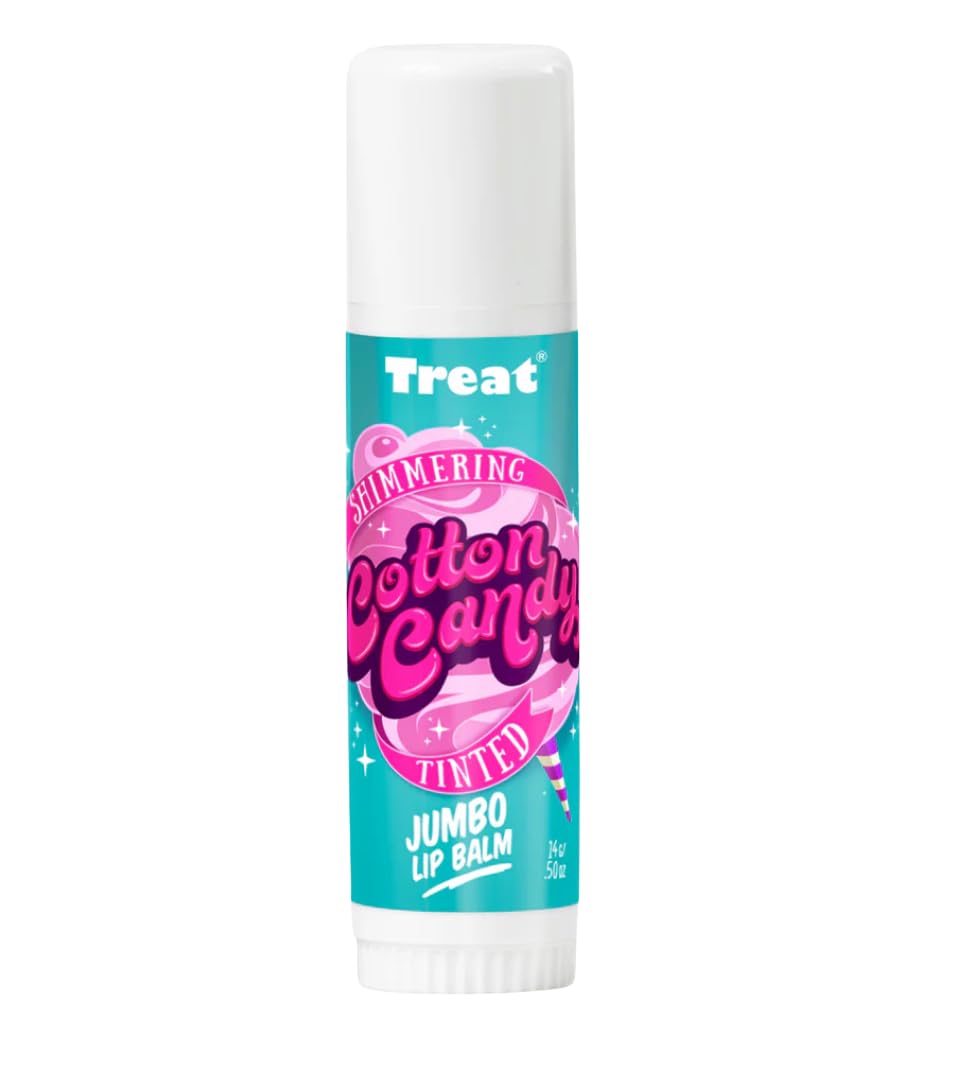 Treat jumbo front packaging showing pink tinted balm and organic badge