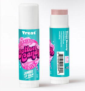 Treat jumbo shade on lips shows sheer pink shimmer and natural radiance