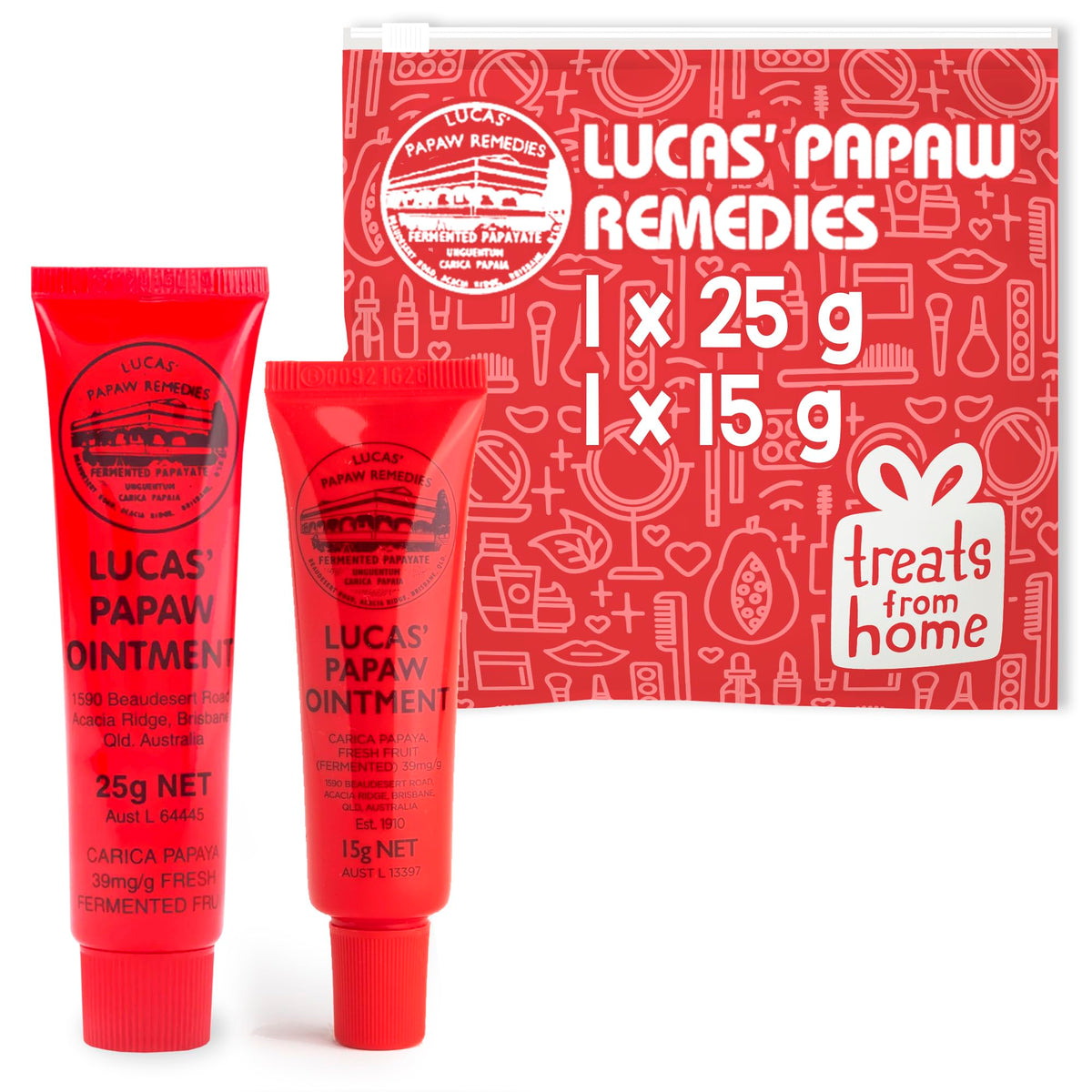 Treats from Home front packaging showing dual tube gift pack benefits