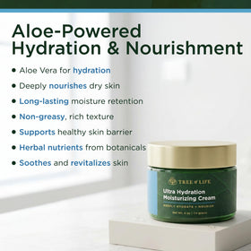 Tree of Life Beauty cream applied to hand demonstrating fast absorption benefit
