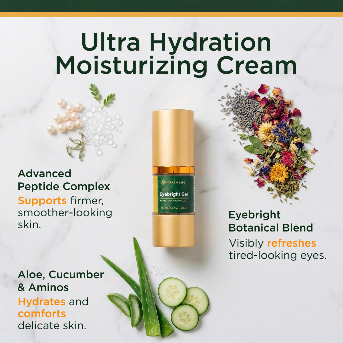 Tree of Life Beauty pump dispensing gel demonstrating easy, mess-free application