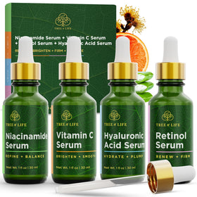 Tree of Life front packaging showing four serums for streamlined skincare routine