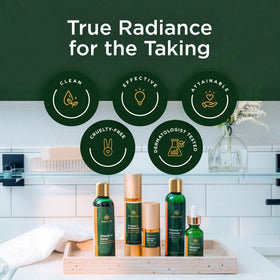 tree of life lifestyle bathroom setup with products staged, convenient daily care and gifting