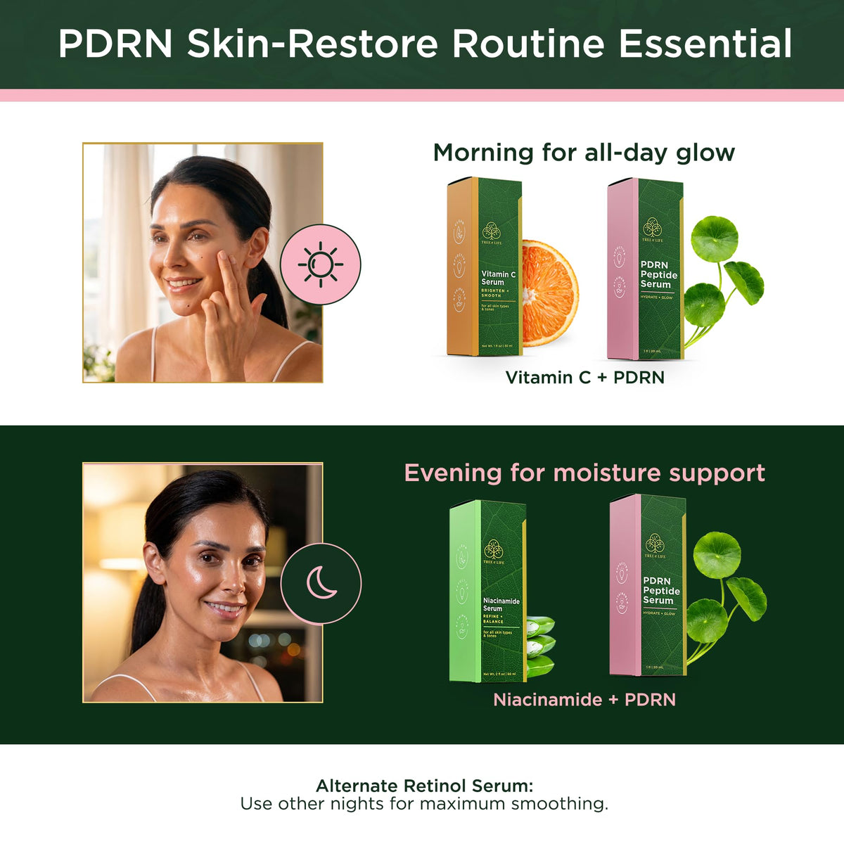 Tree of Life applying serum to cheek showing smooth absorption benefit