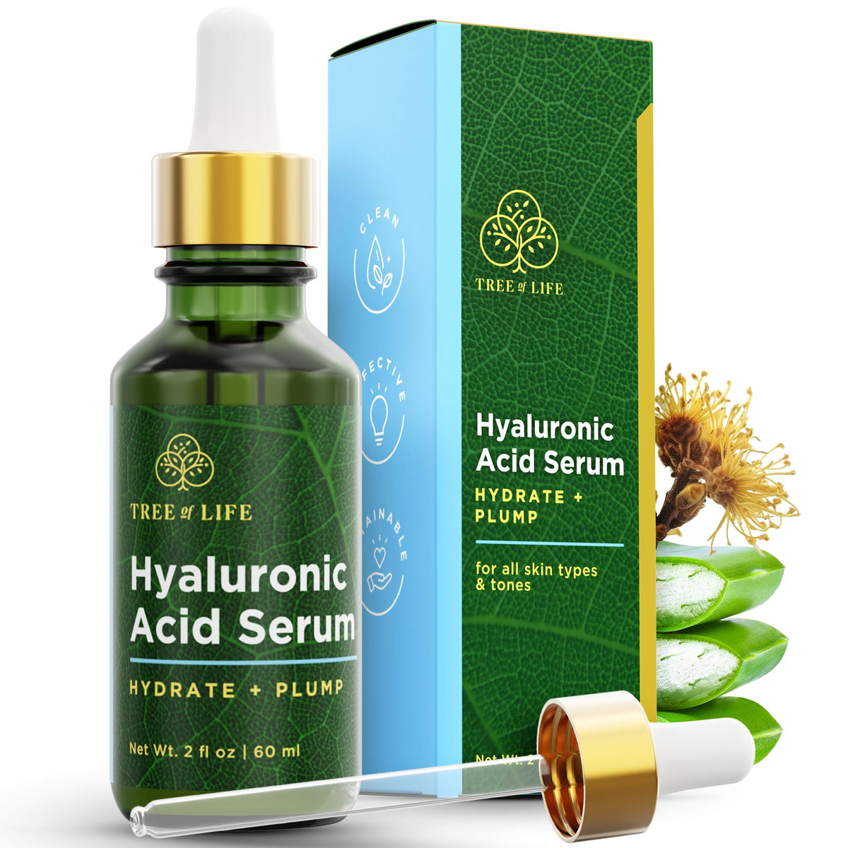 Tree of Life front packaging showing bottle and label benefit hydration