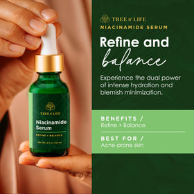 Tree of Life Beauty niacinamide serum texture on skin showing hydration benefit