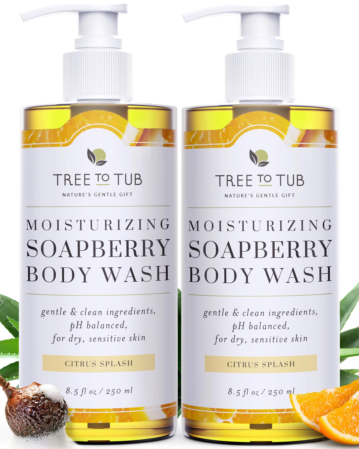 Tree To Tub front bottle view showing citrus body wash moisturizing benefits
