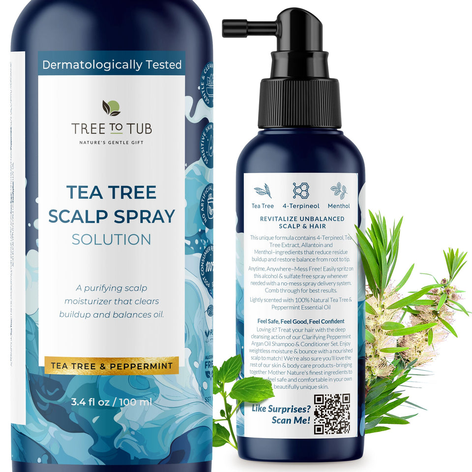 Tree To Tub front bottle shot showing clear labeling and calming benefits