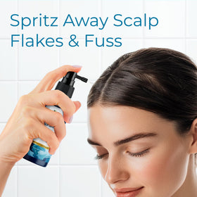 Tree To Tub mist spraying onto scalp demonstrating lightweight absorption