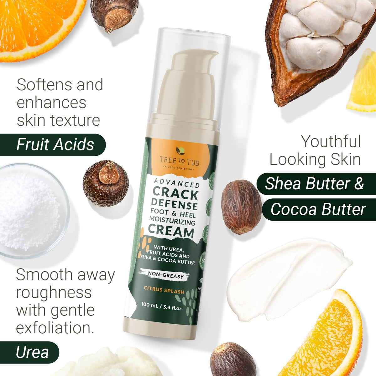 Tree To Tub shea and cocoa butter ingredients highlighting nourishment