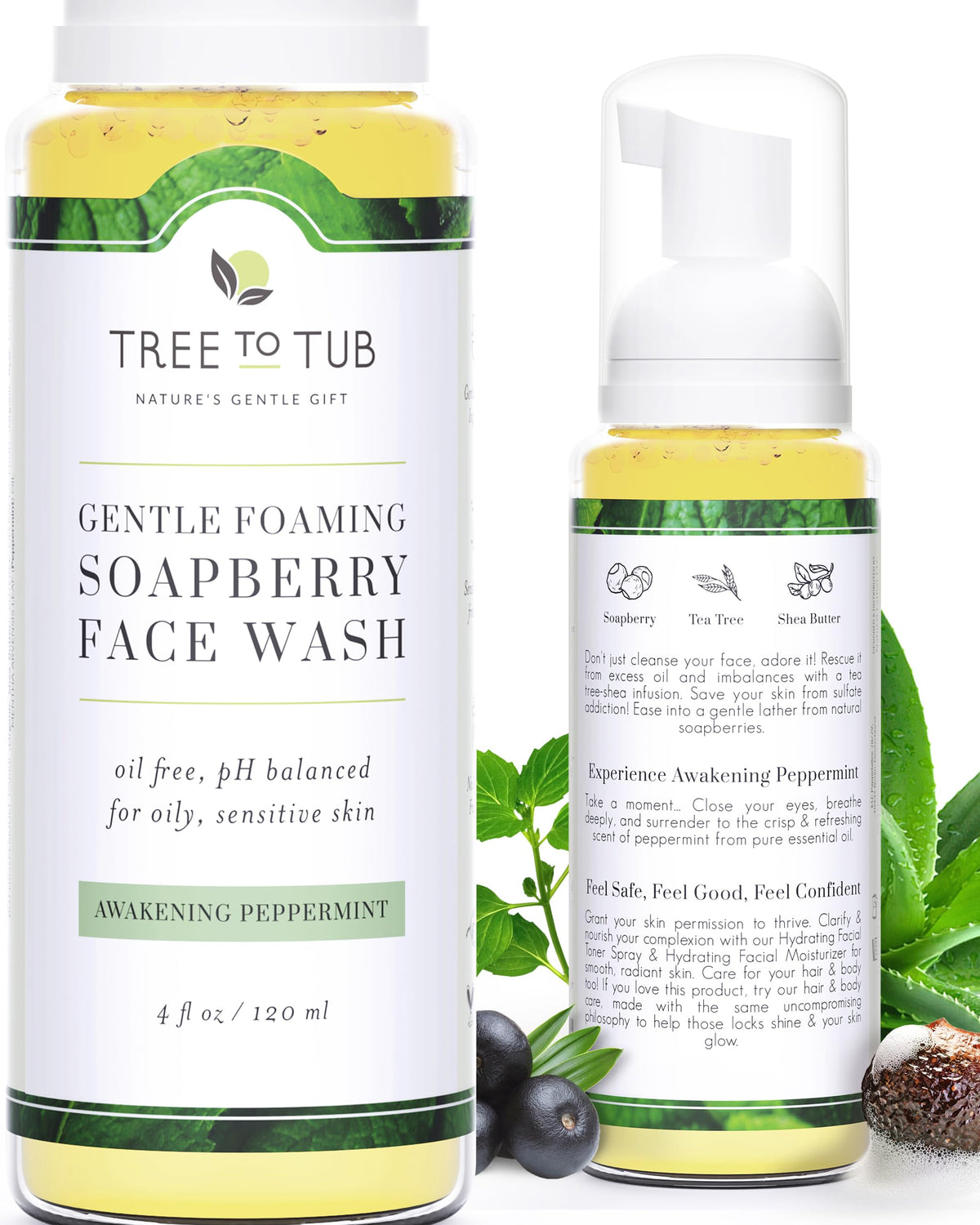 Tree To Tub bottle front showing clean branding and product benefit