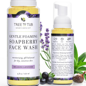 Tree To Tub front bottle showing packaging and soothing benefit