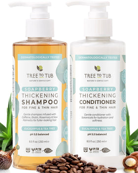 Tree To Tub front packaging of volumizing duo showing bottles and benefits