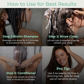 Tree To Tub shampoo and conditioner in shower use demonstrating application