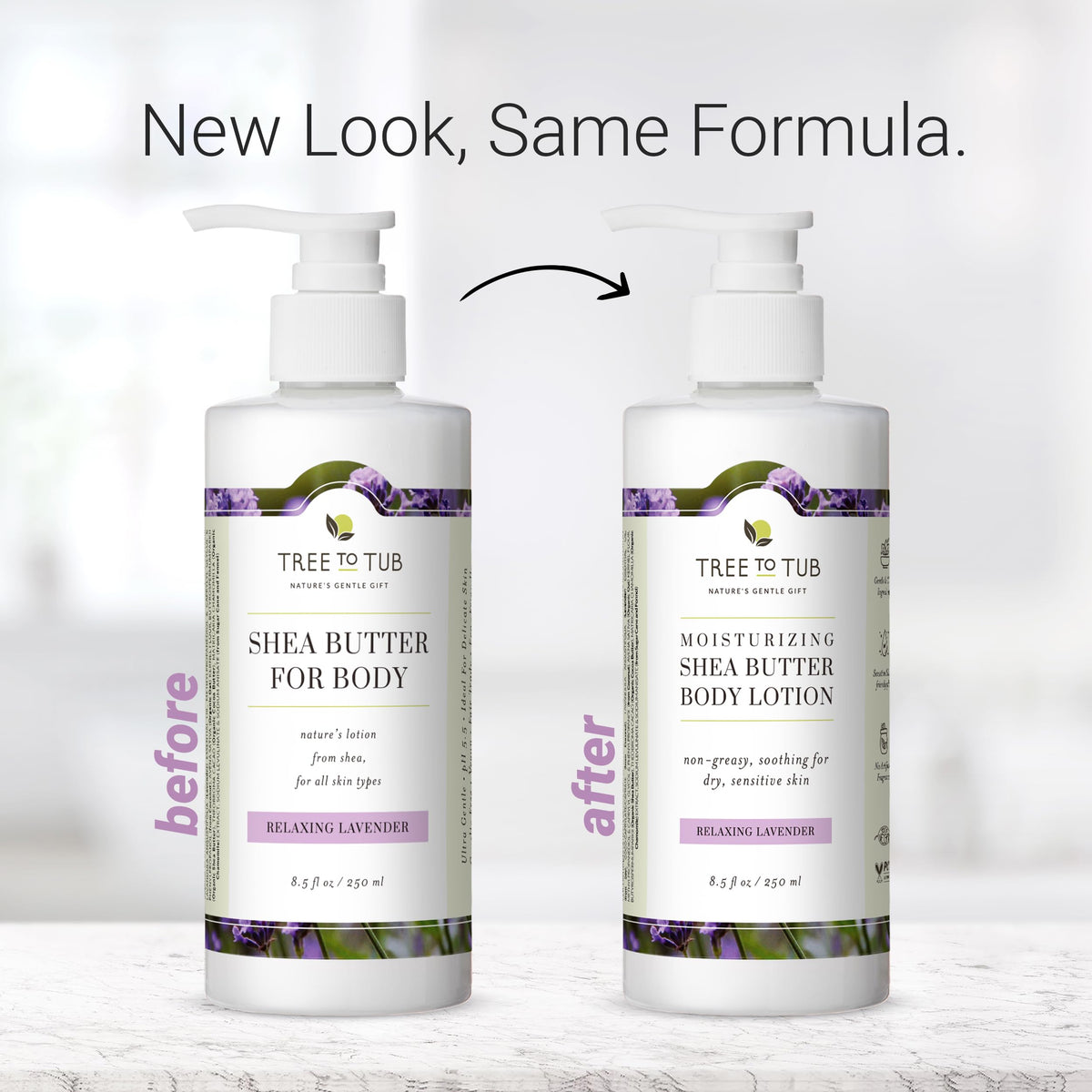 Tree To Tub ingredients label close-up showing natural and gentle formulation
