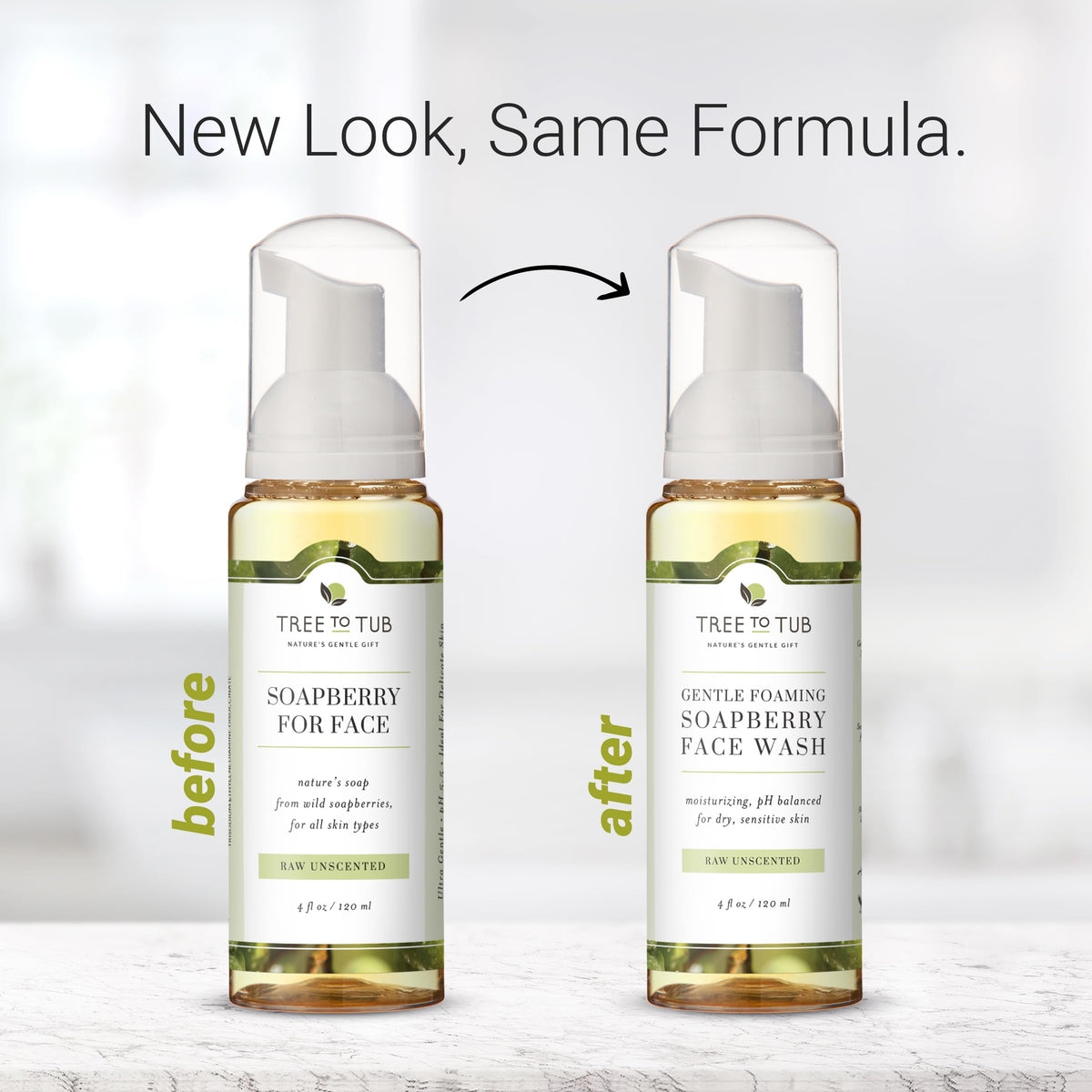 Tree To Tub label closeup highlighting soapberry and aloe ingredients