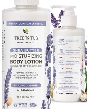 Tree To Tub front packaging showing moisturizer benefits and lavender scent