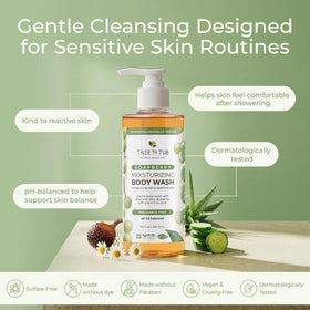 Tree To Tub pump dispensing mild lather demonstrating gentle cleansing