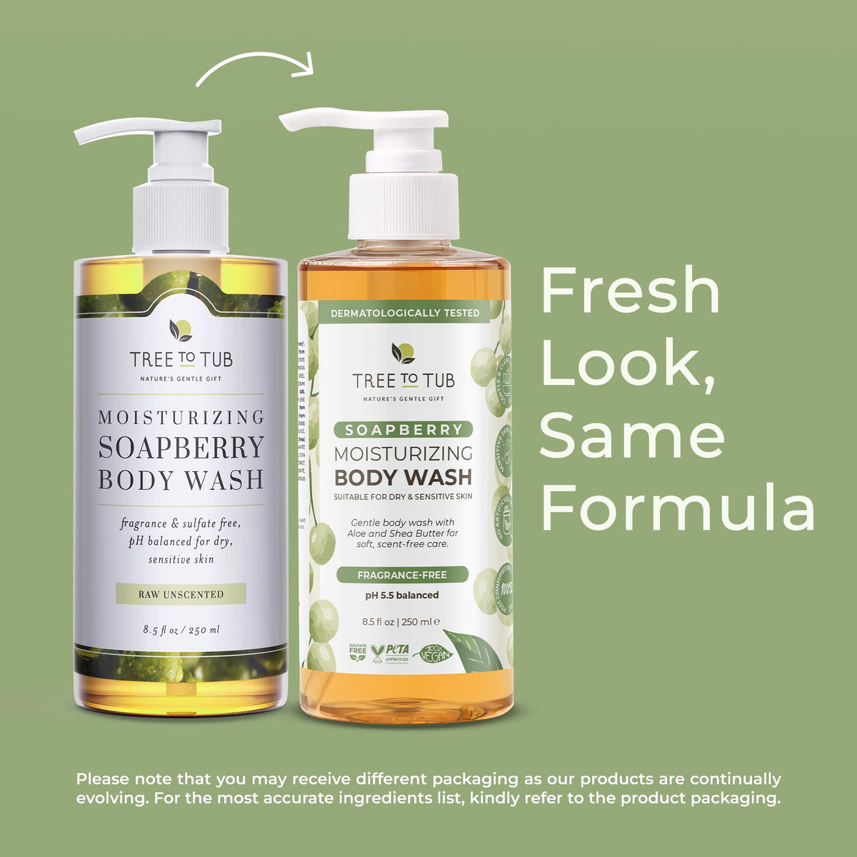Tree To Tub bottle held in hand showing size and easy-pour practicality