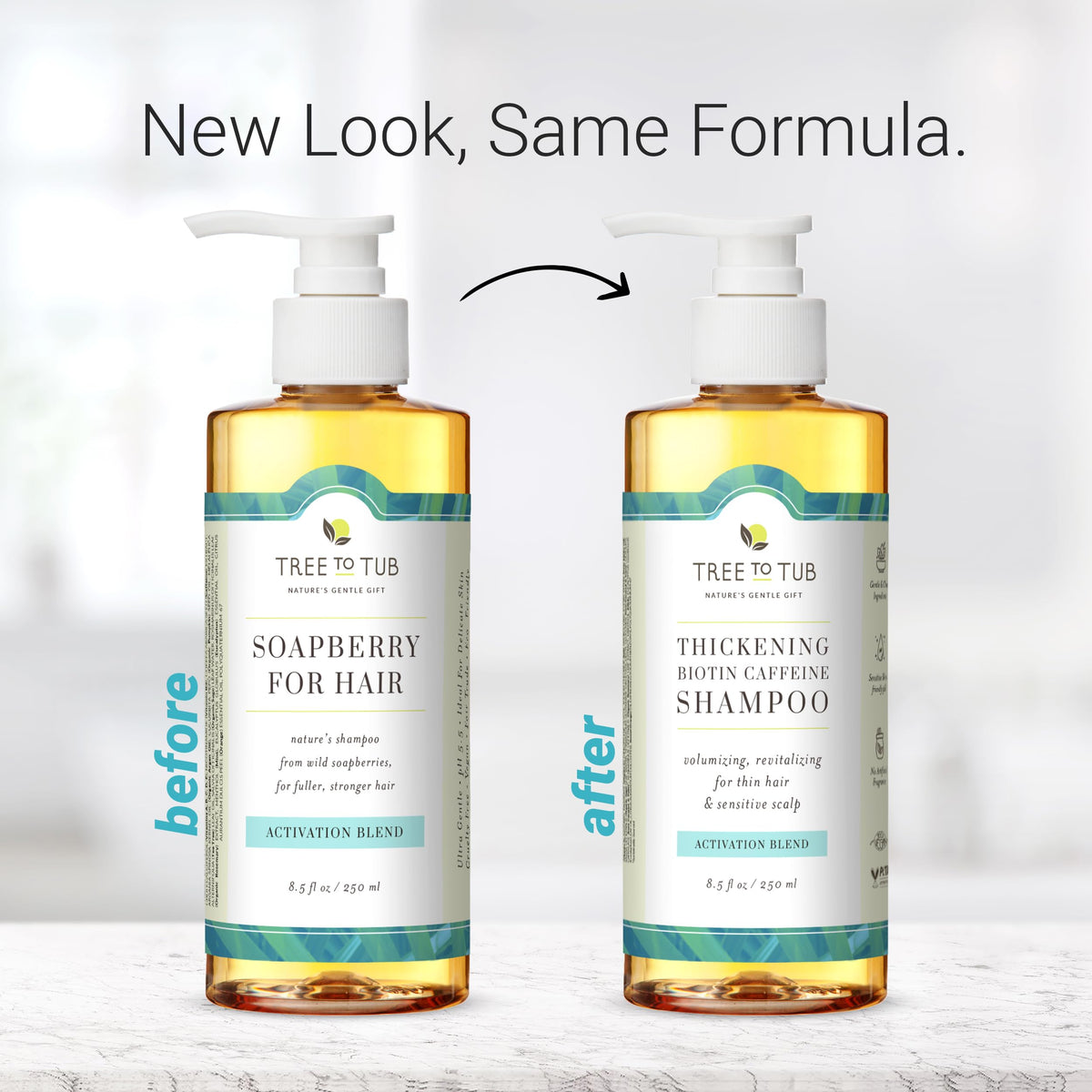 Tree To Tub shampoo being rinsed in shower demonstrating easy cleanse