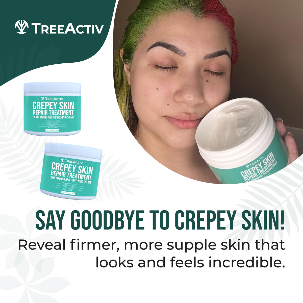 TreeActiv cream being massaged into neck to hydrate and smooth