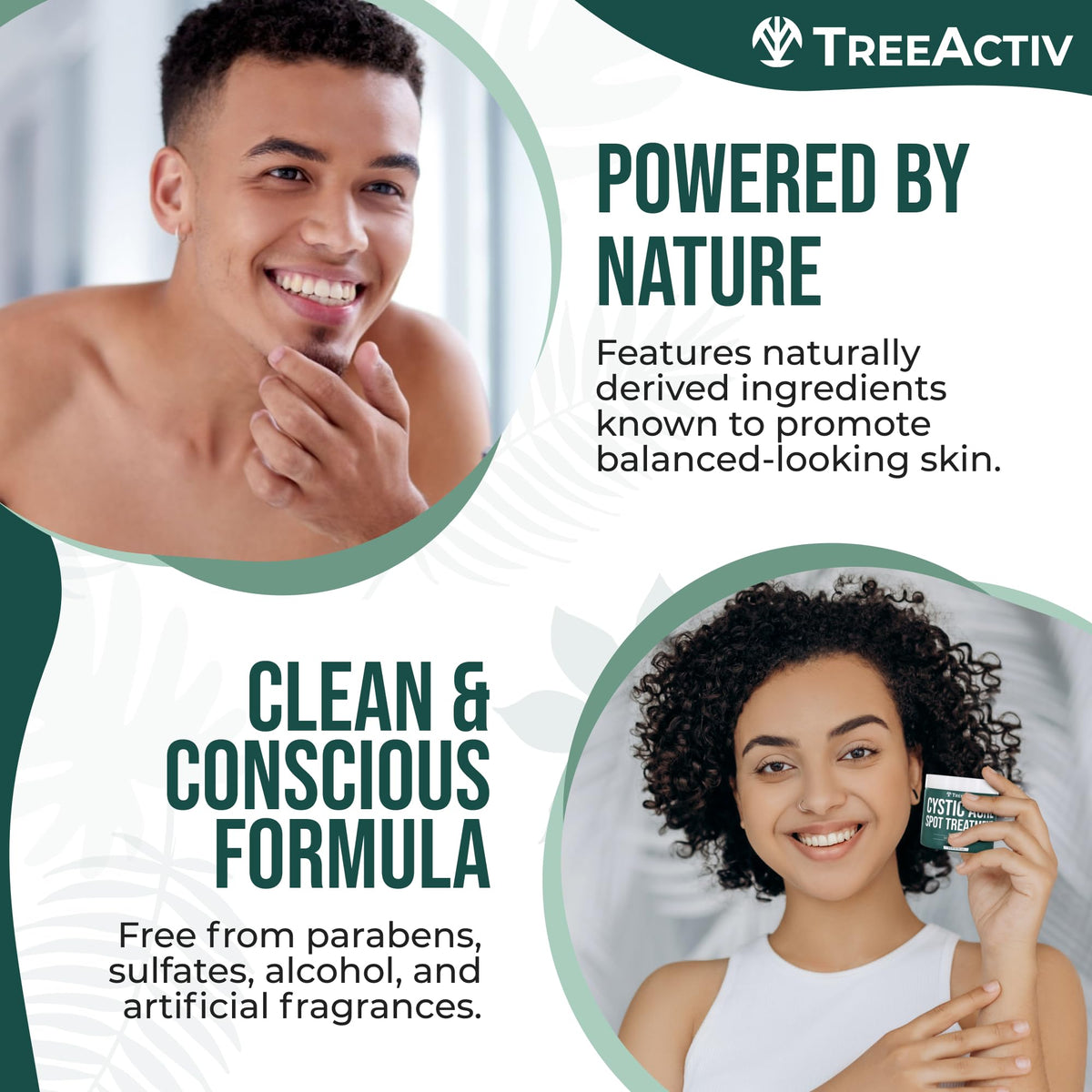 TreeActiv applied to jawline spot demonstrating targeted overnight use