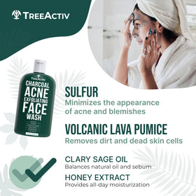 TreeActiv ingredients charcoal sulfur honey displayed for clarity