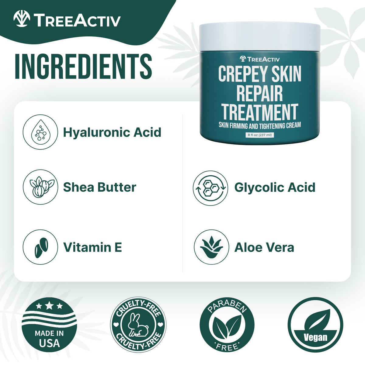 TreeActiv label close-up highlighting key active ingredients