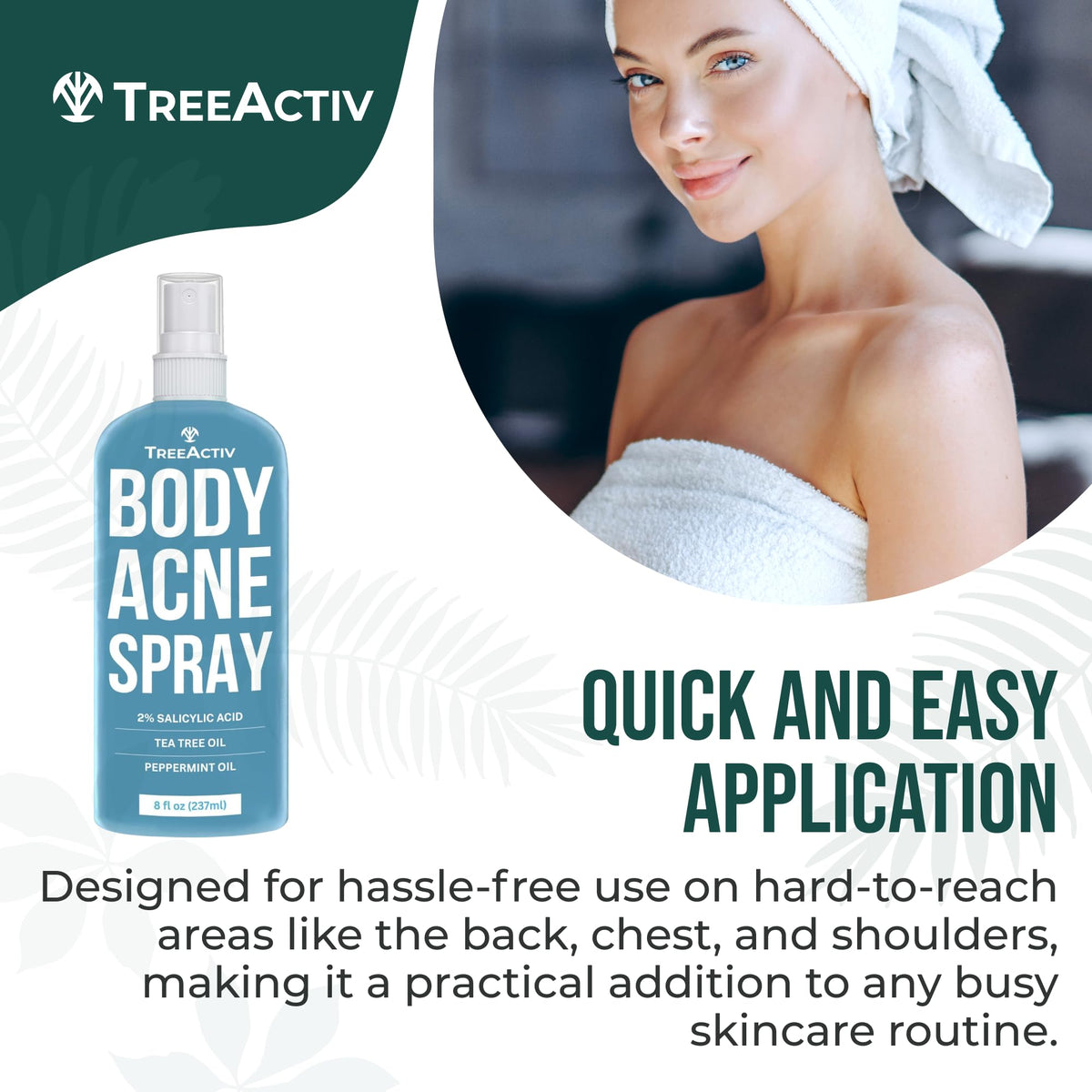 TreeActiv texture on skin close-up showing quick-absorbing finish benefit