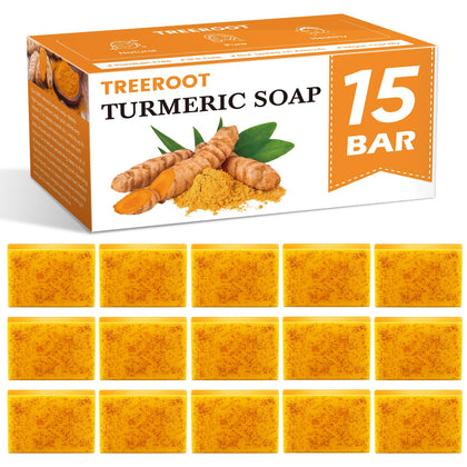 Treeroot front packaging of turmeric kojic acid soap showing clean design and gift-ready appeal
