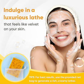 Treeroot soap held in hand illustrating 80g size and convenient travel-friendly scale