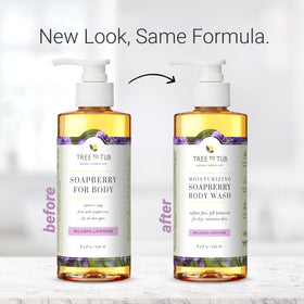 Tree To Tub label detail emphasizing pH-balanced and sulfate-free formulation