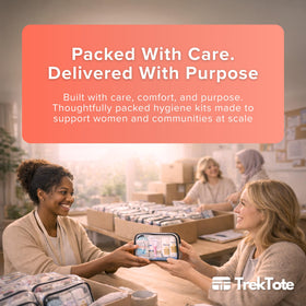 TrekTote kit arranged in a hotel room welcome display for guest hospitality