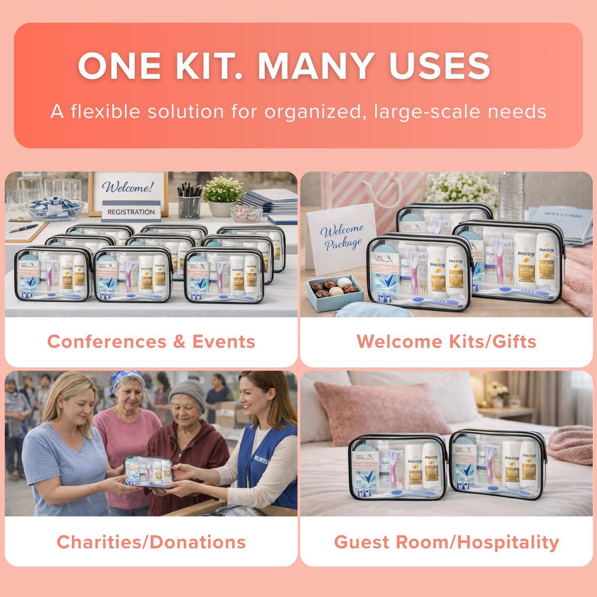 TrekTote individually wrapped items spread out for hygiene and organization