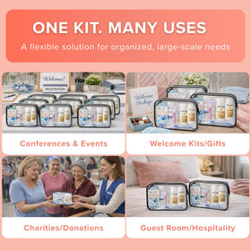 TrekTote individually wrapped items spread out for hygiene and organization