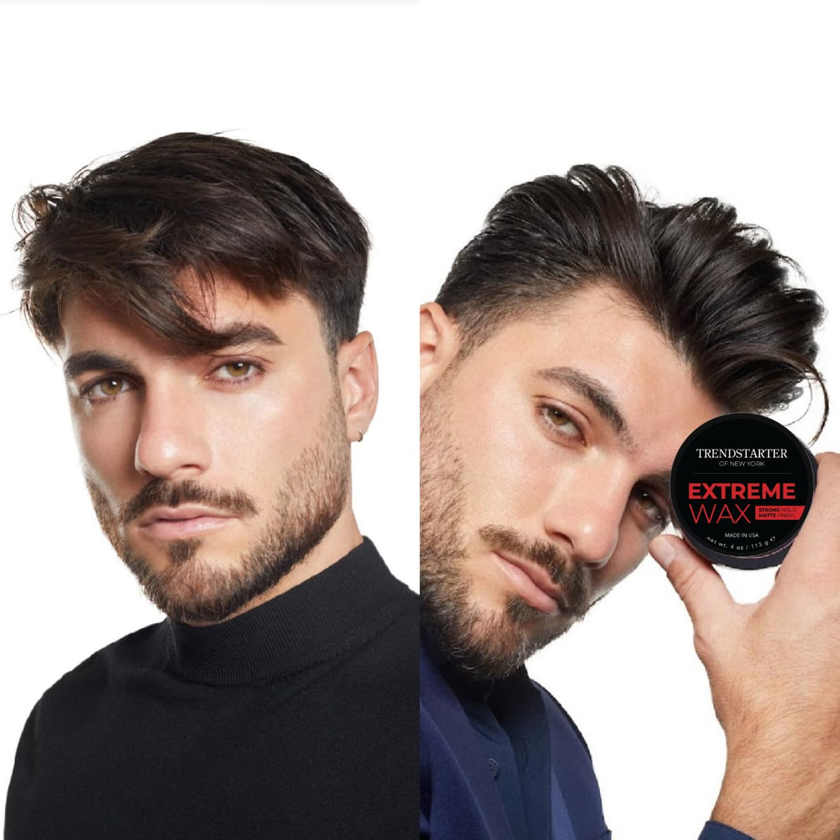 TRENDSTARTER open jar showing wax texture and clay-inspired finish for styling control
