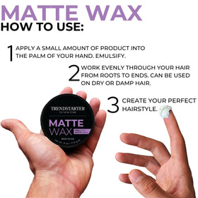 TRENDSTARTER matte wax before and after styling for thicker texture