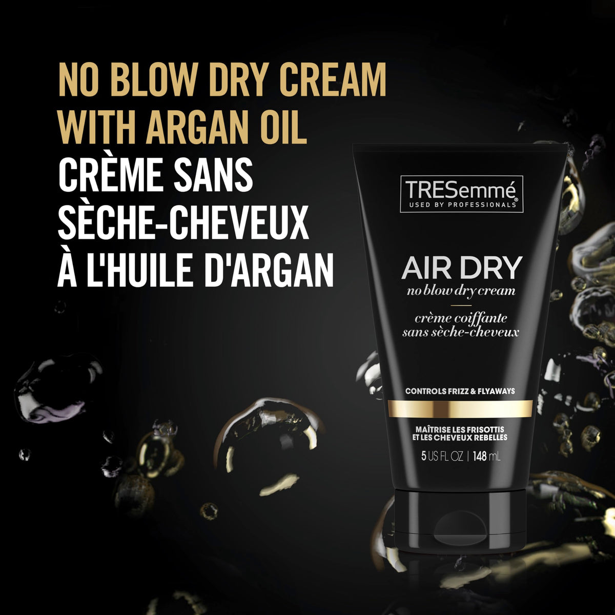 TRESemmé cream being applied to damp hair demonstrating easy distribution benefit