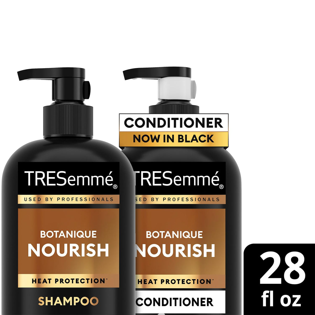 TRESemmé conditioner being poured into hand, demonstrates rich moisturizing texture