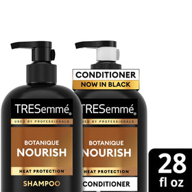 TRESemmé conditioner being poured into hand, demonstrates rich moisturizing texture