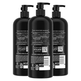 TRESemmé close-up label highlighting hyaluronic acid and ingredient benefit