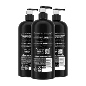 TRESemmé close-up label highlighting hyaluronic acid and ingredient focus