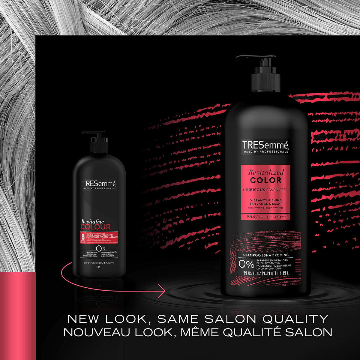 TRESemmé shampoo in use under shower showing effective cleansing and manageability