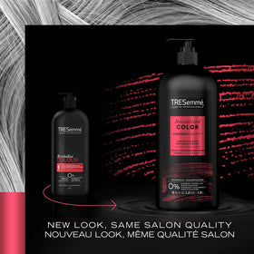 TRESemmé shampoo in use under shower showing effective cleansing and manageability
