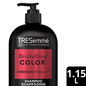 TRESemmé pump dispenser being pressed for controlled shampoo pours and convenience
