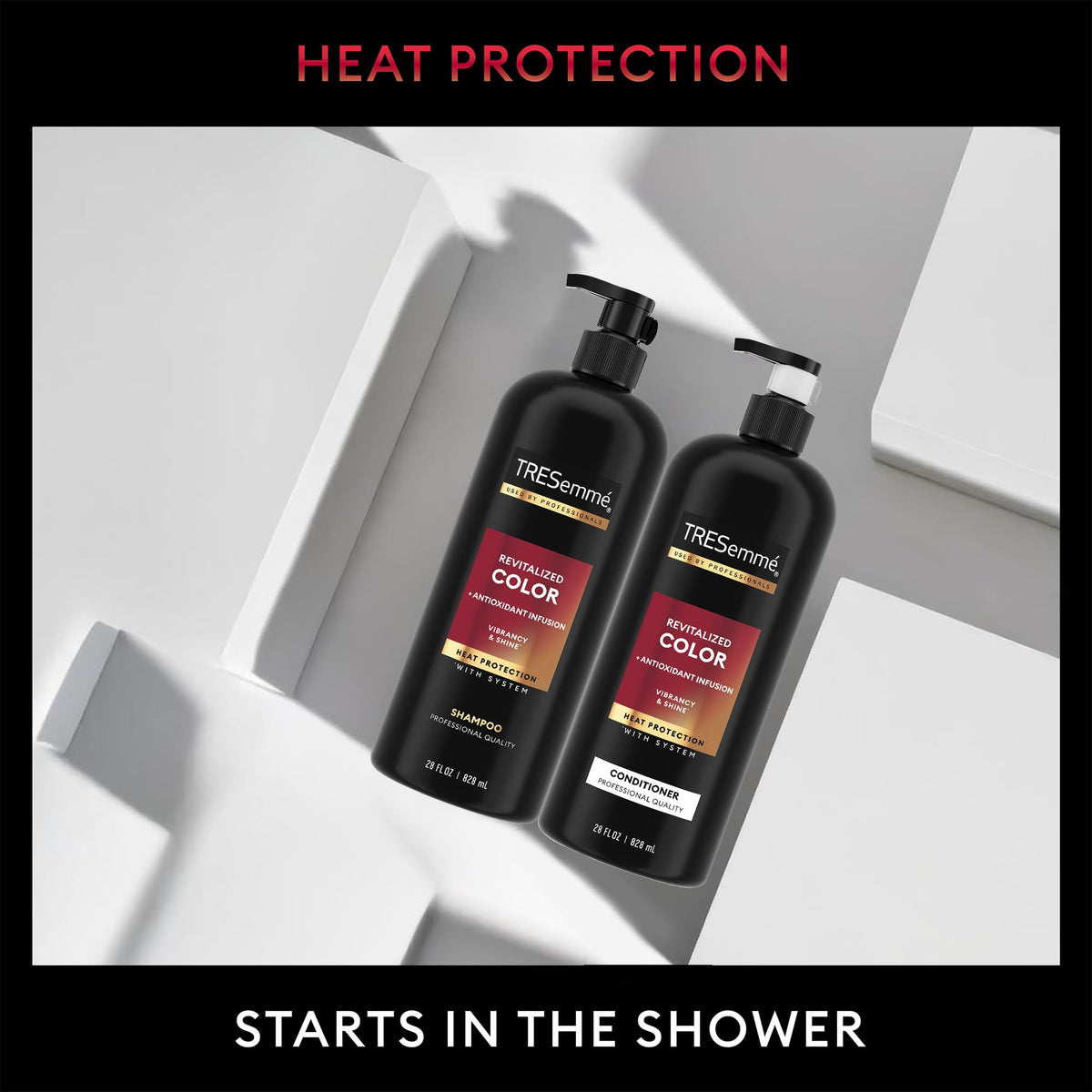 TRESemmé conditioner applied on hands showing creamy feel and protection